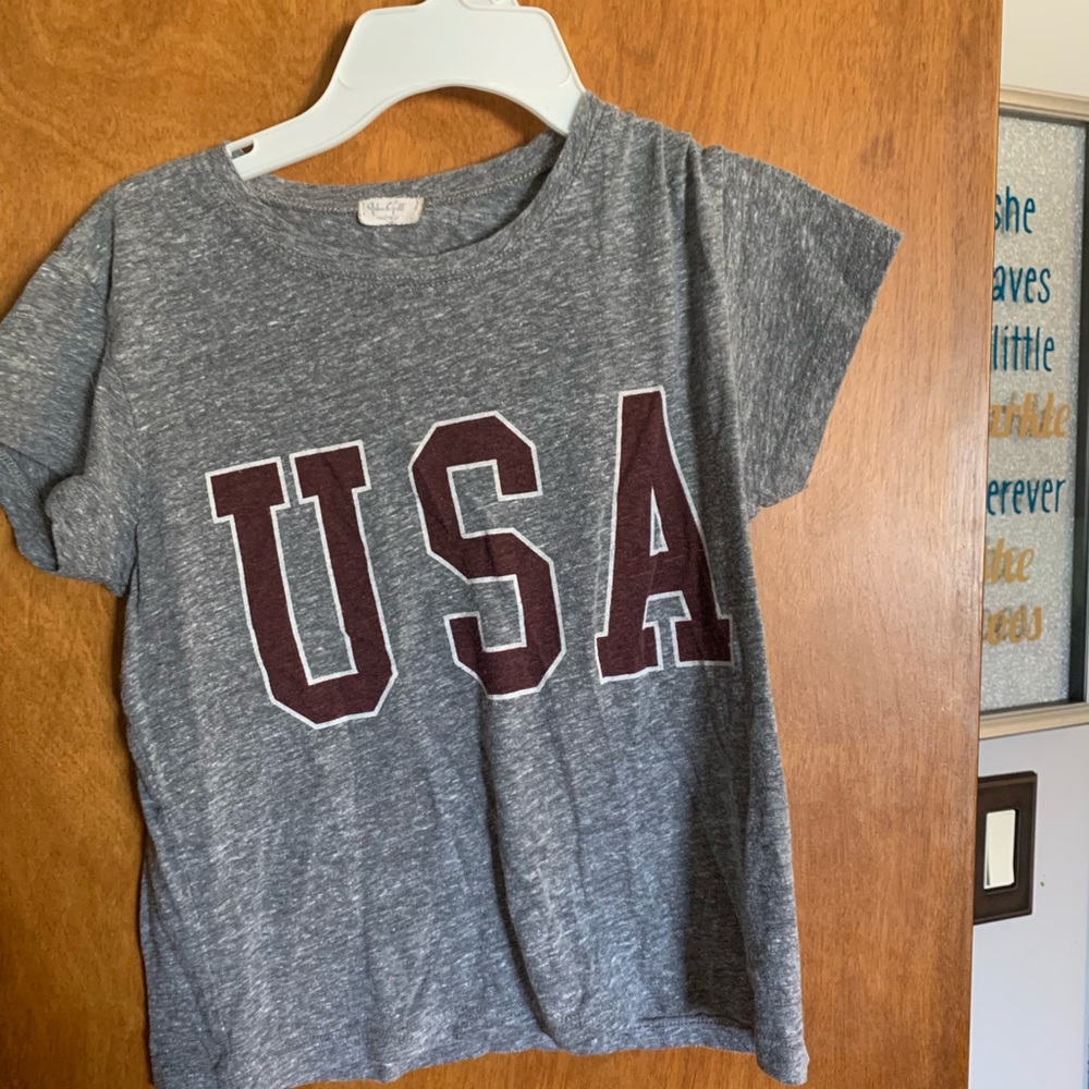pacsun cropped grey usa shirt